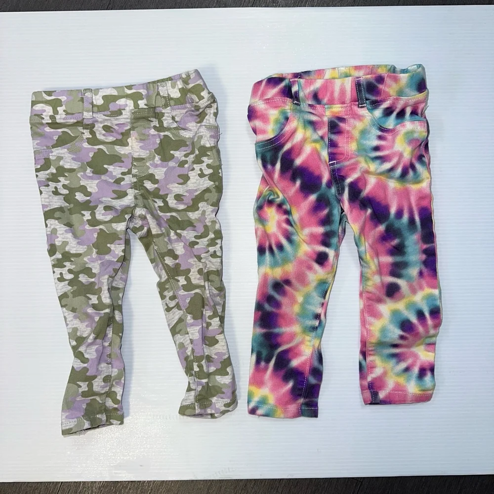 Lot of 2 Baby Girls Toddler Garaminals Pants Size 24M Tie Dye camo jeggings